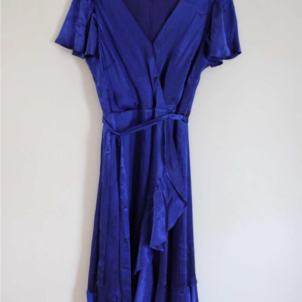 Elegant Blue Wrap Dress